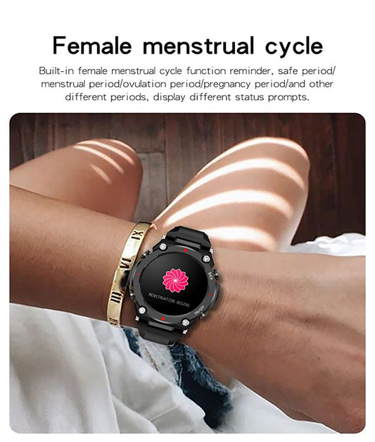 Smartwatch Star Black Idealstore, Ecran de 1,32 inch HD 360x360 Ecran tactil, rezistent la apa IP68 cu monitorizarea ritmului cardiac, functie de apel Bluetooth si microfon incorporat - Negru