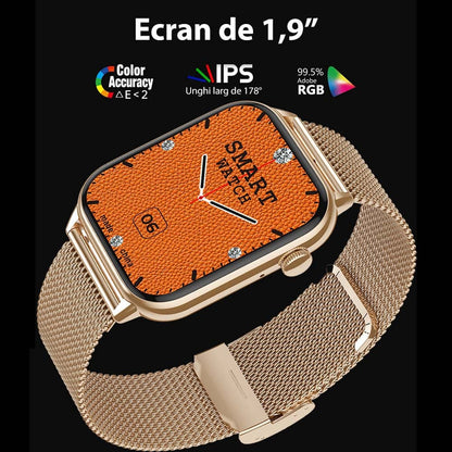 Ceas Smartwatch Star Collection IdealStore, Ecran Tactil 1.85 inch, NFC, Preluare Apeluri si Mesaje Bluetooth, Monitorizare Ritm Cardiac si Somn, Difuzor si Microfon incorporat, IP67, Alarma, Android-IOS, Black Metal