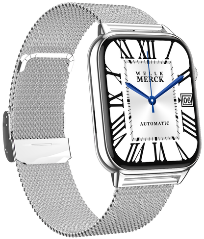 Ceas Smartwatch Star Collection IdealStore, Ecran Tactil 1.85 inch, NFC, Preluare Apeluri si Mesaje Bluetooth, Monitorizare Ritm Cardiac si Somn, Difuzor si Microfon incorporat, IP67, Alarma, Android-IOS, Metal Silver