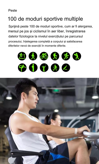 Ceas Smartwatch idealSTORE STMone, Apel Bluetooth, Asistent Vocal, Ecran AMOLED, 100+ Moduri Sport, Aplicatie Menstruala, Management Somn, Monitorizare Sanatate, Ritm Cardiac, Oxigen, NFC, Bratara Silicon Gri