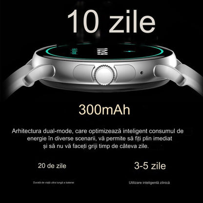 Ceas Smartwatch idealSTORE STMone, Apel Bluetooth, Asistent Vocal, Ecran AMOLED, 100+ Moduri Sport, Aplicatie Menstruala, Management Somn, Monitorizare Sanatate, Ritm Cardiac, Oxigen, NFC, Bratara Silicon Gri