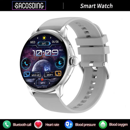 Ceas Smartwatch idealSTORE STMone, Apel Bluetooth, Asistent Vocal, Ecran AMOLED, 100+ Moduri Sport, Aplicatie Menstruala, Management Somn, Monitorizare Sanatate, Ritm Cardiac, Oxigen, NFC, Bratara Silicon Gri
