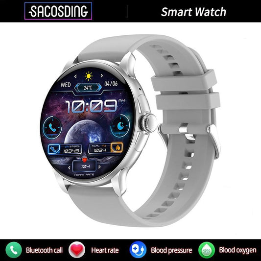 Ceas Smartwatch idealSTORE STMone, Apel Bluetooth, Asistent Vocal, Ecran AMOLED, 100+ Moduri Sport, Aplicatie Menstruala, Management Somn, Monitorizare Sanatate, Ritm Cardiac, Oxigen, NFC, Bratara Silicon Gri
