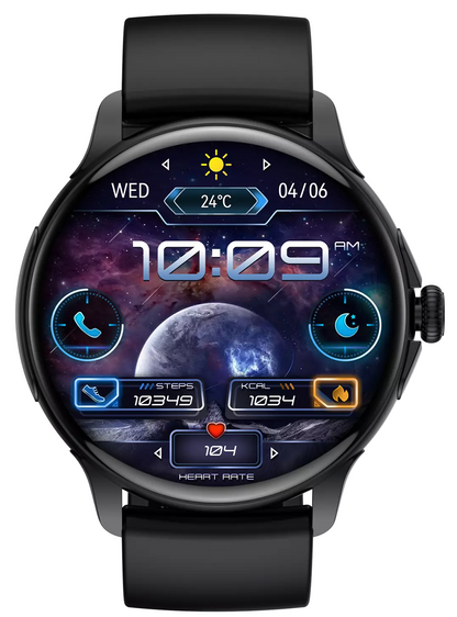 Ceas Smartwatch idealSTORE STMone, Apel Bluetooth, Asistent Vocal, Ecran AMOLED, 100+ Moduri Sport, Aplicatie Menstruala, Management Somn, Monitorizare Sanatate, Ritm Cardiac, Oxigen, NFC, Bratara Silicon Black