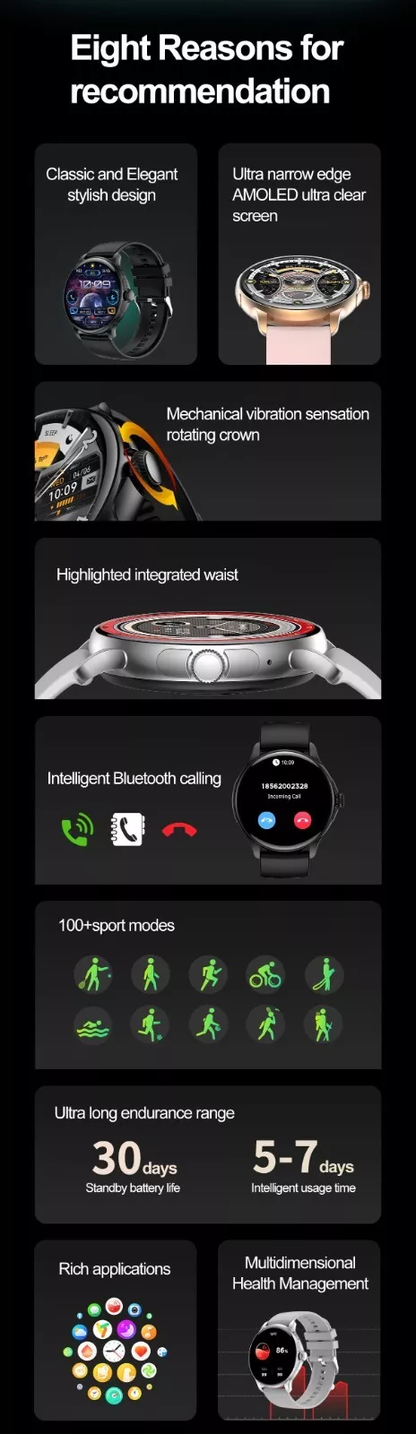 Ceas Smartwatch idealSTORE STMone, Apel Bluetooth, Asistent Vocal, Ecran AMOLED, 100+ Moduri Sport, Aplicatie Menstruala, Management Somn, Monitorizare Sanatate, Ritm Cardiac, Oxigen, NFC, Bratara Silicon Black