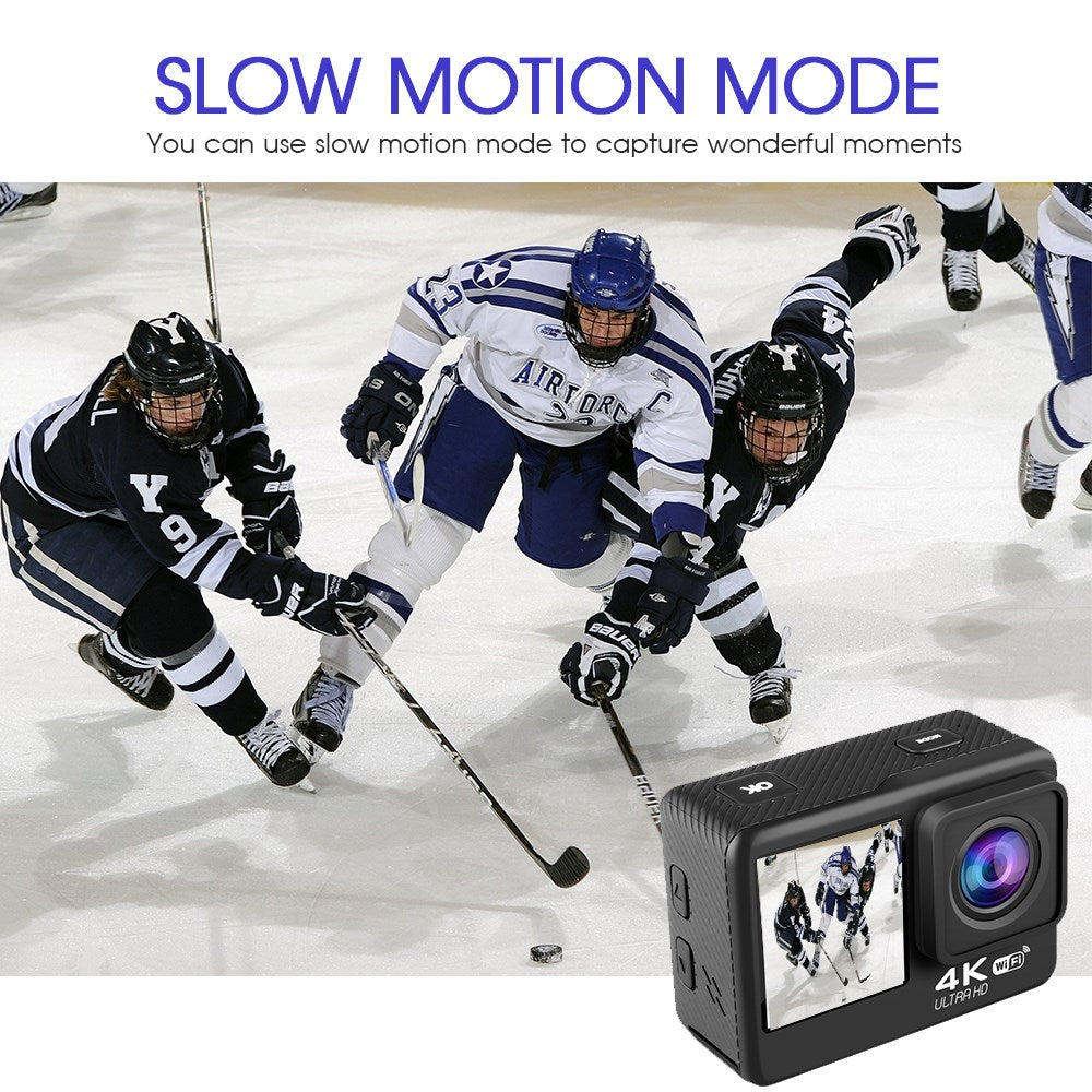 Camera de Actiune Multifunctionala SuperSonic idealSTORE, Ecran Dublu Color Tactil IPS, WIFI, Rezolutie 4K Ultra HD 30FPS/60FPS, Waterproof Sports DV, Anti-Shake, Unghi de 170, Microfon, Zoom Digital 4x, Telecomanda Impermeabila, Stabilizator Imagine
