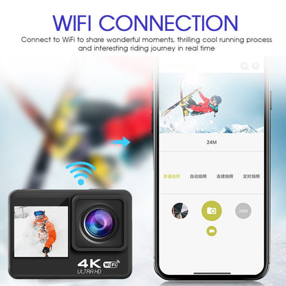 Camera de Actiune Multifunctionala SuperSonic idealSTORE, Ecran Dublu Color Tactil IPS, WIFI, Rezolutie 4K Ultra HD 30FPS/60FPS, Waterproof Sports DV, Anti-Shake, Unghi de 170, Microfon, Zoom Digital 4x, Telecomanda Impermeabila, Stabilizator Imagine