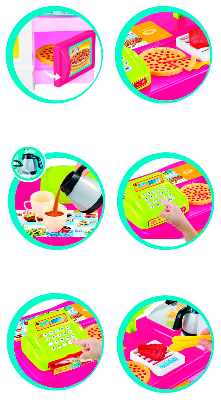 Supermarket joaca copii My Little Bussines 89cm inaltime , cu sunete , casa de marcat, scanner de produse , multitudine de accesorii