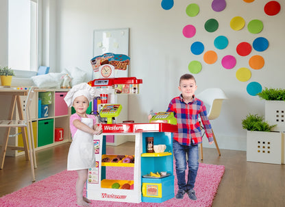 Supermarket joaca copii My Little Bussines 89cm inaltime , cu sunete , casa de marcat, scanner de produse , multitudine de accesorii