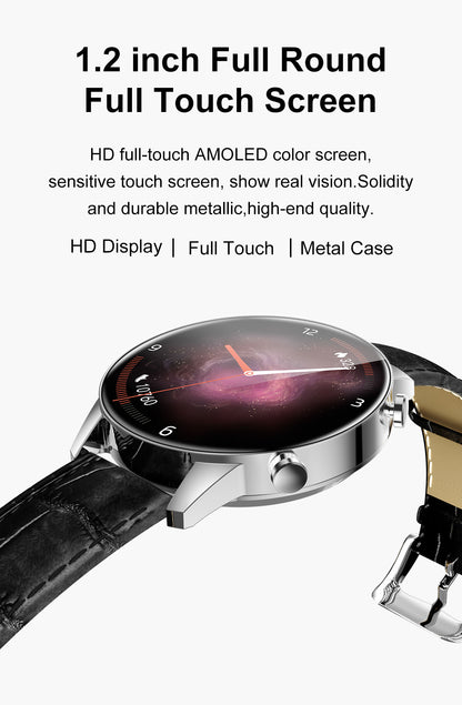 Ceas SmartWatch SuperPro idealStore, Ecran Amoled 1.2 inch, Notificari App, Monitorizare Ritm Cardiac, Tensiune Arteriala, Oxigen din sange, Moduri Sport, Rezistent la Apa, Compatibil iOS si Android, Negru