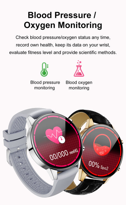 Ceas SmartWatch SuperPro idealStore, Ecran Amoled 1.2 inch, Notificari App, Monitorizare Ritm Cardiac, Tensiune Arteriala, Oxigen din sange, Moduri Sport, Rezistent la Apa, Compatibil iOS si Android, Negru