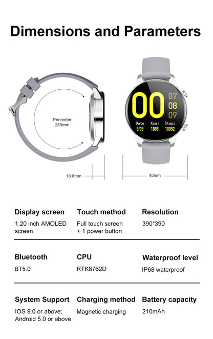 Ceas SmartWatch SuperPro idealStore, Ecran Amoled 1.2 inch, Notificari App, Monitorizare Ritm Cardiac, Tensiune Arteriala, Oxigen din sange, Moduri Sport, Rezistent la Apa, Compatibil iOS si Android, Negru