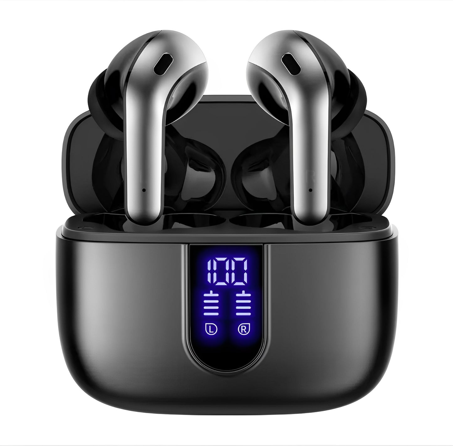 Casti Wireless SuperSound IdealStore Fara Fir, Bluetooth 5.2, Autonomie 60h, Control prin Atingere, Afisare digitala Dual LED, Asociere Automata, Microfon incorporat, Baterie 470 mAh, Black Edition Headphone