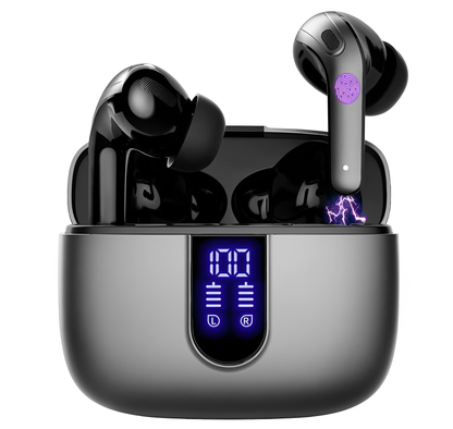 Casti Wireless SuperSound IdealStore Fara Fir, Bluetooth 5.2, Autonomie 60h, Control prin Atingere, Afisare digitala Dual LED, Asociere Automata, Microfon incorporat, Baterie 470 mAh, Black Edition Headphone