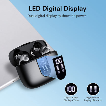 Casti Wireless SuperSound IdealStore Fara Fir, Bluetooth 5.2, Autonomie 60h, Control prin Atingere, Afisare digitala Dual LED, Asociere Automata, Microfon incorporat, Baterie 470 mAh, Black Edition Headphone