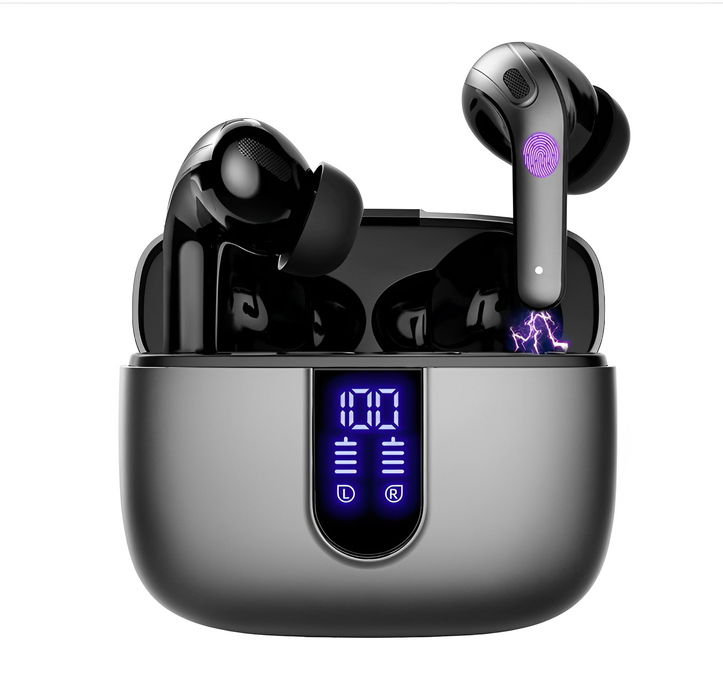 Casti Wireless SuperSound IdealStore Fara Fir, Bluetooth 5.2, Autonomie 60h, Control prin Atingere, Afisare digitala Dual LED, Asociere Automata, Microfon incorporat, Baterie 470 mAh, Black Edition Headphone