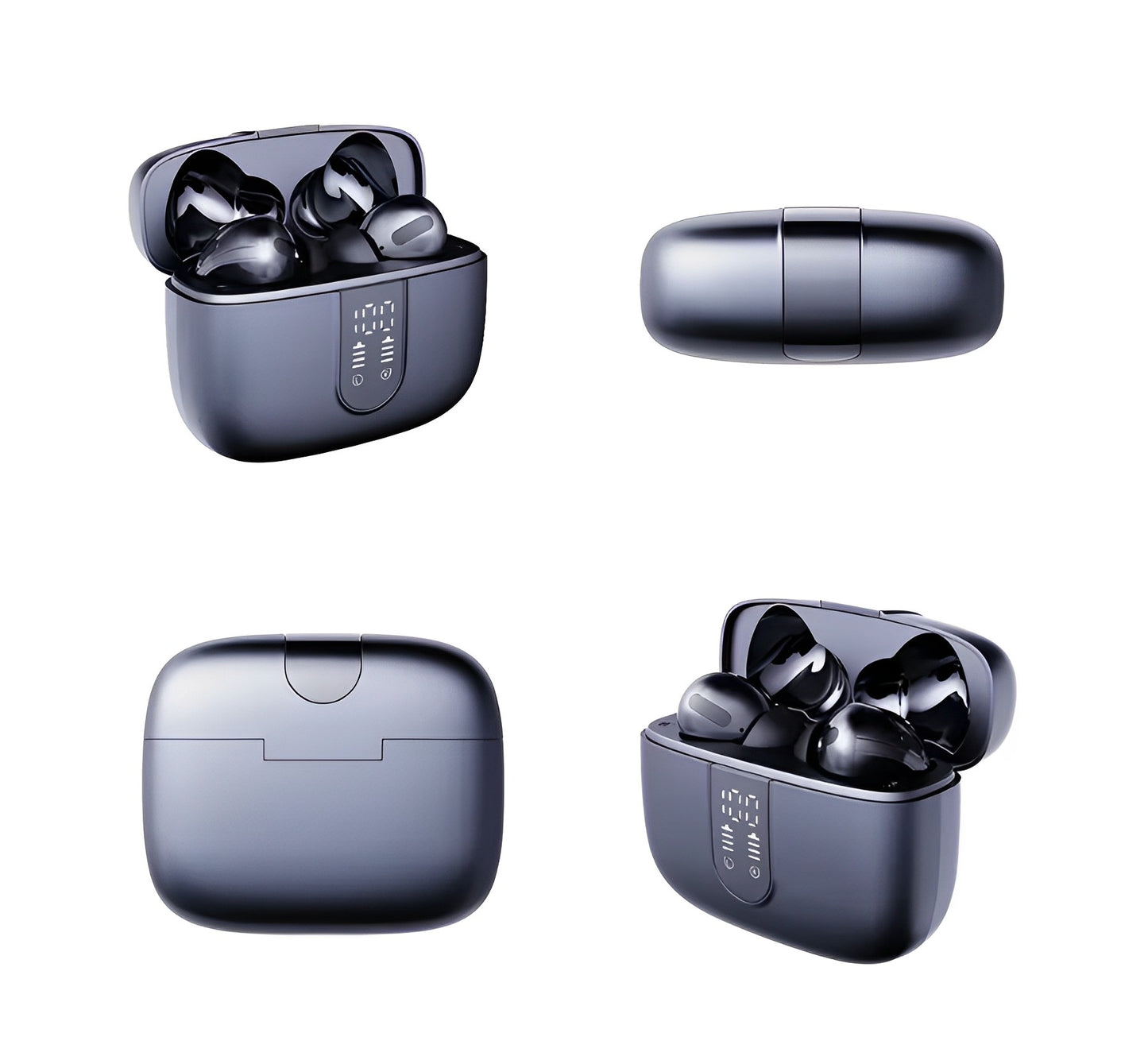 Casti Wireless SuperSound IdealStore Fara Fir, Bluetooth 5.2, Autonomie 60h, Control prin Atingere, Afisare digitala Dual LED, Asociere Automata, Microfon incorporat, Baterie 470 mAh, Black Edition Headphone