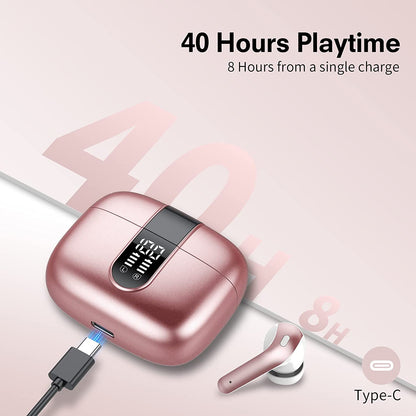 Casti Wireless SuperSound IdealStore Fara Fir, Bluetooth 5.2, Autonomie 60h, Control prin Atingere, Afisare digitala Dual LED, Asociere Automata, Microfon incorporat, Baterie 470 mAh, Pink Edition Headphone