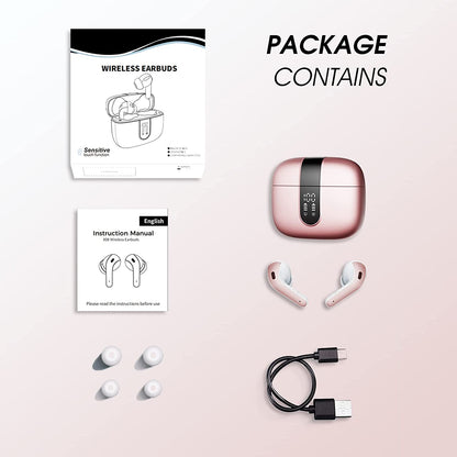 Casti Wireless SuperSound IdealStore Fara Fir, Bluetooth 5.2, Autonomie 60h, Control prin Atingere, Afisare digitala Dual LED, Asociere Automata, Microfon incorporat, Baterie 470 mAh, Pink Edition Headphone