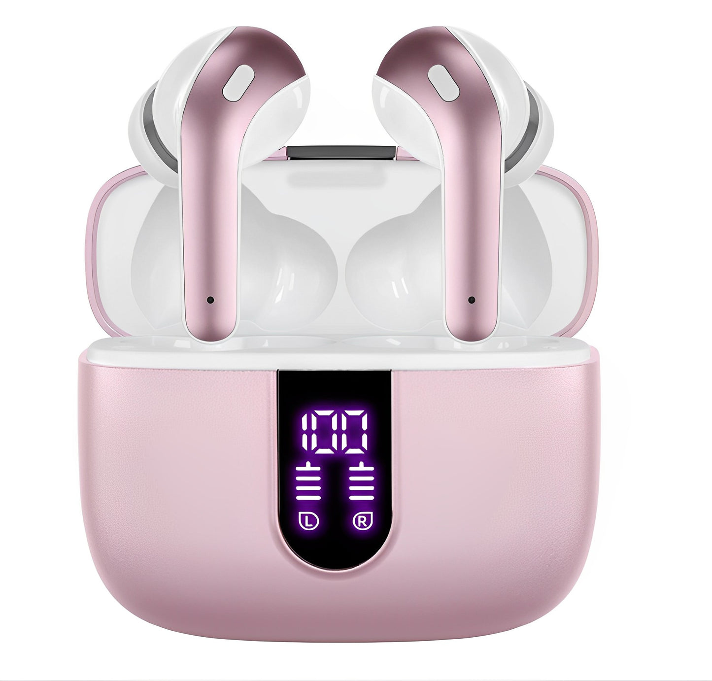 Casti Wireless SuperSound IdealStore Fara Fir, Bluetooth 5.2, Autonomie 60h, Control prin Atingere, Afisare digitala Dual LED, Asociere Automata, Microfon incorporat, Baterie 470 mAh, Pink Edition Headphone