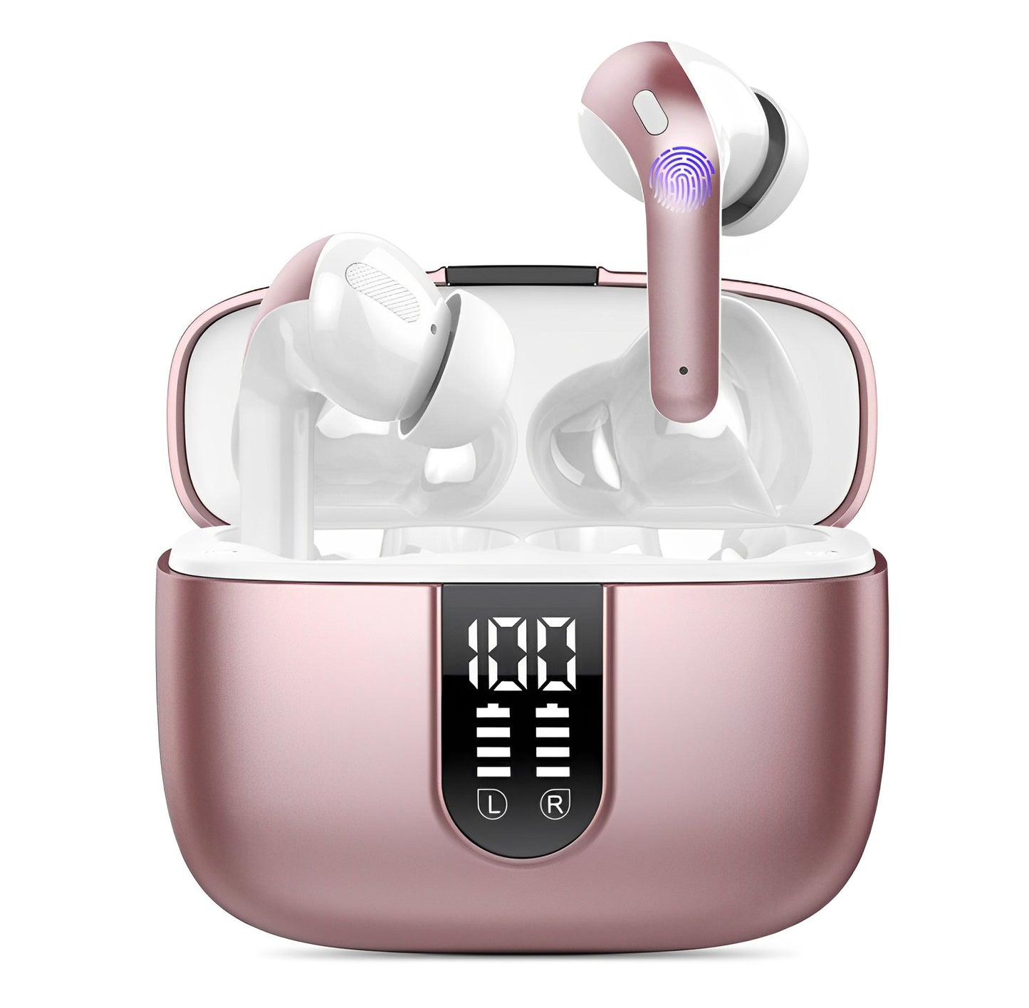 Casti Wireless SuperSound IdealStore Fara Fir, Bluetooth 5.2, Autonomie 60h, Control prin Atingere, Afisare digitala Dual LED, Asociere Automata, Microfon incorporat, Baterie 470 mAh, Pink Edition Headphone