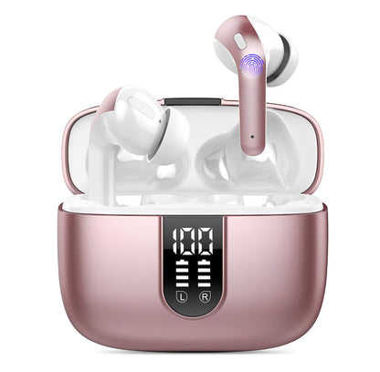 Casti Wireless SuperSound IdealStore Fara Fir, Bluetooth 5.2, Autonomie 60h, Control prin Atingere, Afisare digitala Dual LED, Asociere Automata, Microfon incorporat, Baterie 470 mAh, Pink Edition Headphone