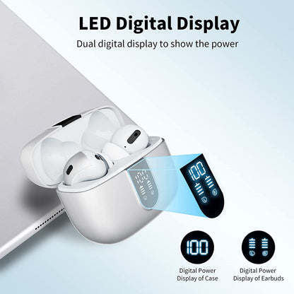 Casti Wireless SuperSound IdealStore Fara Fir, Bluetooth 5.2, Autonomie 60h, Control prin Atingere, Afisare digitala Dual LED, Asociere Automata, Microfon incorporat, Baterie 470 mAh, White Edition Headphone