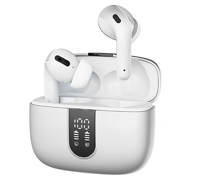 Casti Wireless SuperSound IdealStore Fara Fir, Bluetooth 5.2, Autonomie 60h, Control prin Atingere, Afisare digitala Dual LED, Asociere Automata, Microfon incorporat, Baterie 470 mAh, White Edition Headphone
