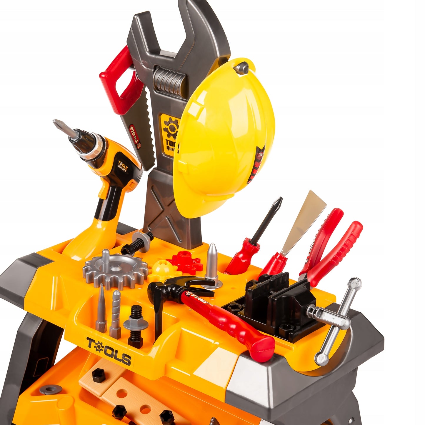 Banc de lucru interactiv idealSTORE Little Engineer, Dimensiuni 70 x 50 x 30 cm, Include instrumentele necesare fiecarui mic mecanic, Stimuleaza imaginatia si modeleaza abilitatile motorii