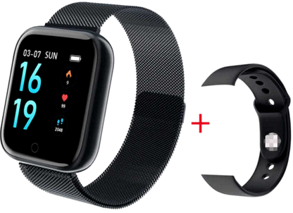 Ceas SmartWatch si Bratara Fitness IdealSTORE Tiger 70, Bratari de silicon si metal, Display de 1.45 inci, Design placut potrivit oricaror ocazii, Numeroase functii ce masoara pulsul si perioadele de sedentarism dar si timpul petrecut activ, Negru