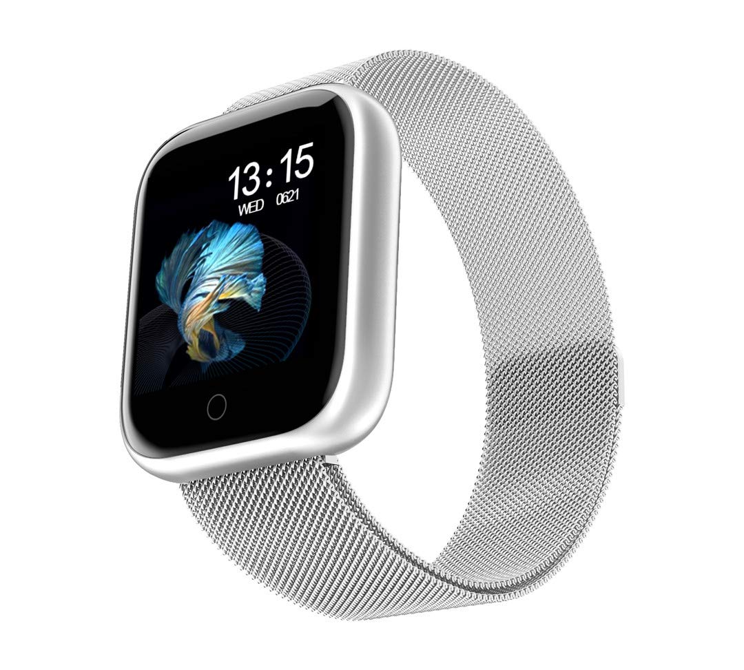 Ceas SmartWatch si Bratara Fitness CRISTAL Time80 Fashion Silver, Display IPS color TFT de 1.3 inch, Masurarea ritmului cardiac, Monitorizarea somnului, Muzica si Fotografii, Apeluri si memento-ul de mesaje, Design unic alaturi de bratara silicon