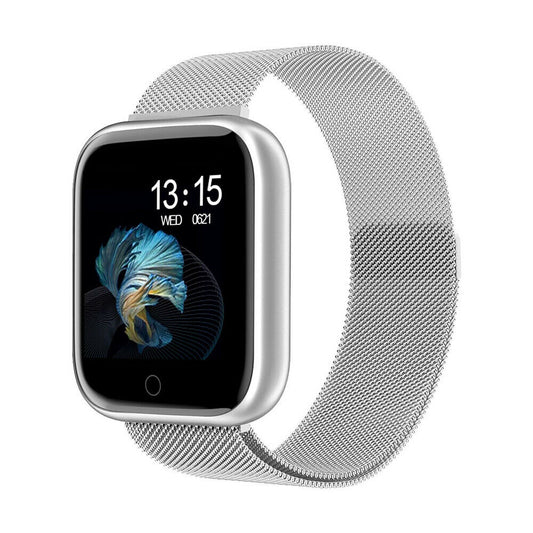 Ceas SmartWatch si Bratara Fitness CRISTAL Time80 Fashion Silver, Display IPS color TFT de 1.3 inch, Masurarea ritmului cardiac, Monitorizarea somnului, Muzica si Fotografii, Apeluri si memento-ul de mesaje, Design unic alaturi de bratara silicon