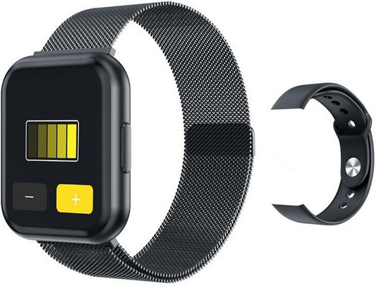 Ceas SmartWatch si Bratara Fitness IdealSTORE TITAN 88, Bratara Metalica Magnetica, Monitorizare ritm cardiac, Tensiune arteriala, Bluetooth, Notificari Apeluri, Facebook, Sms, Rezistent la apa IP 67, Ecran 1.30, + Bratara de Silicon, BLACK