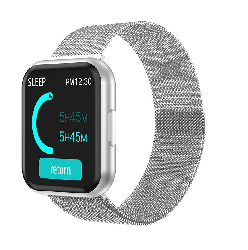 Ceas SmartWatch si Bratara Fitness IdealSTORE TITAN 88, Bratara Metalica Magnetica, Monitorizare ritm cardiac, Tensiune arteriala, Bluetooth, Notificari Apeluri, Facebook, Sms, Rezistent la apa IP 67, Ecran 1.30, + Bratara de Silicon, SILVER