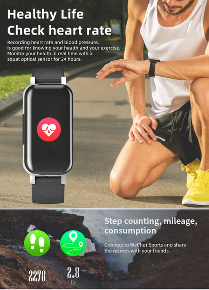 Bratara Fitness 2in1 Smart Time 89 cu Casti Bluetooth, Versiune Bluetooth 5.0, Monitorizare Ritm Cardiac, Tensiometru, Pedometru, Calorii, Distanta Parcursa, Monitorizare Somn, Sedentarism, Bratara Silicon Neagra, Culoare Negru