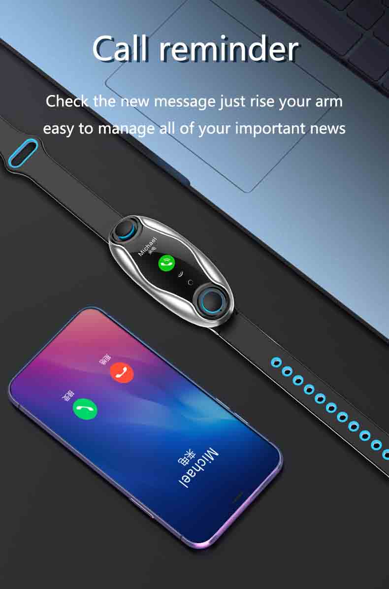 Bratara Fitness Inteligenta idealStore GoFitness, cu Casti Bluetooth, Pedometru, Monitorizare ritm cardiac, Tensiune Arteriala, Calorii, Pasi, Monitor de somn, Raspuns la apel, Incarcare Wireless, IP67, Negru Gri