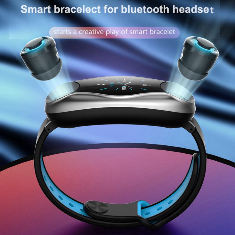 Bratara Fitness Inteligenta idealStore GoFitness, cu Casti Bluetooth, Pedometru, Monitorizare ritm cardiac, Tensiune Arteriala, Calorii, Pasi, Monitor de somn, Raspuns la apel, Incarcare Wireless, IP67