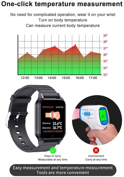 Ceas SmartWatch idealStore NEW SmarT 96, Monitorizare a Sanatatii - Masurare Ritm Cardiac, Tensiune, Memento, Masurare Temperatura Corporala, Monitorizare Oxigen, Modul Multi-Sport, IP67, Negru