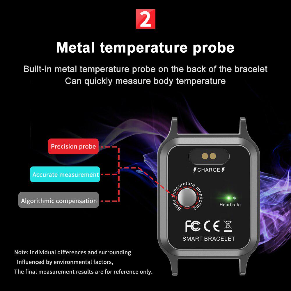 Ceas SmartWatch idealStore SmarTemp Vision 96, Functii de monitorizare a Sanatatii - masurare ritm cardiac, tensiune, Memento, masurare Temperatura corporala, Monitorizare Oxigen, Modul Multi-Sport, IP67, Negru