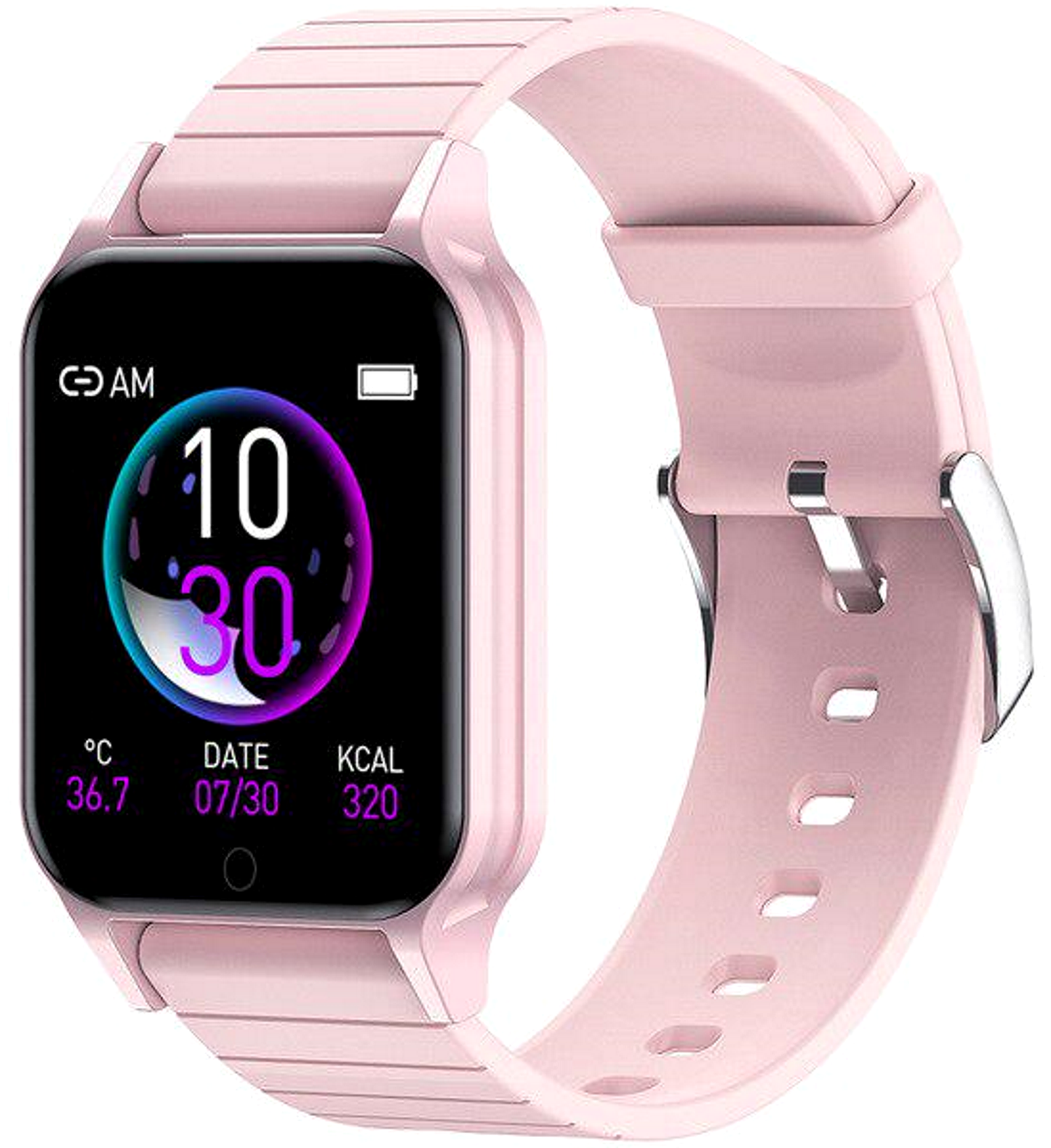 Ceas SmartWatch idealStore SmarTemp Vision 96, Functii de monitorizare a Sanatatii - masurare ritm cardiac, tensiune, Memento, masurare Temperatura corporala, Monitorizare Oxigen, Modul Multi-Sport, IP67, Roz