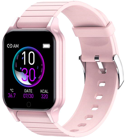 Ceas SmartWatch idealStore SmarTemp Vision 96, Functii de monitorizare a Sanatatii - masurare ritm cardiac, tensiune, Memento, masurare Temperatura corporala, Monitorizare Oxigen, Modul Multi-Sport, IP67, Roz