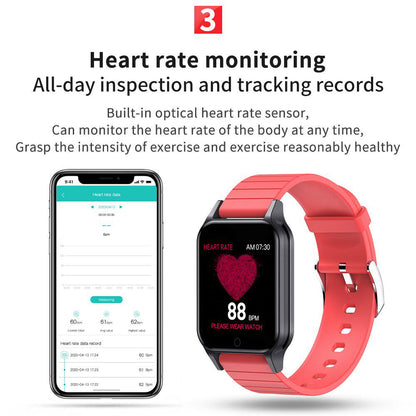 Ceas SmartWatch idealStore SmarTemp Vision 96, Functii de monitorizare a Sanatatii - masurare ritm cardiac, tensiune, Memento, masurare Temperatura corporala, Monitorizare Oxigen, Modul Multi-Sport, IP67, curea Silicon