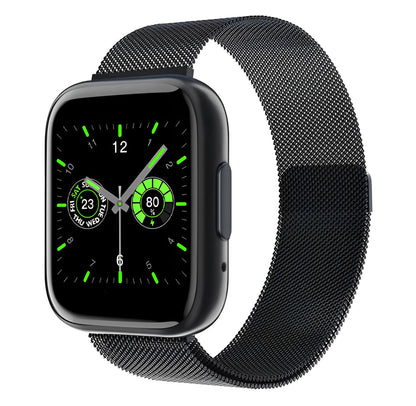 Ceas Smartwatch TimeS Collection IdealStore, Ecran Tactil 1.55 inch, Preluare Apeluri Bluetooth, Notificari Mesaje si Retele Sociale, Monitorizare Somn, Tensiune arteriala, Multi-Sport, Android-IOS, Black Edition, Include 2 bratari