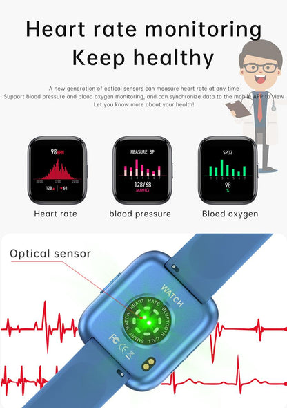 Ceas SmartWatch T99 NewGeneration idealStore, Blue, 2 Bratari, Display 1.55 inch HD, Cadran Personalizat, Waterproof, Bluetooth Call, Sedentary Reminder, Notificari whatsapp, facebook, Monitorizare Stare de Sanatate, Oximetru, Pedometru