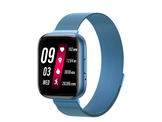 Ceas SmartWatch T99 NewGeneration idealStore, Blue, 2 Bratari, Display 1.55 inch HD, Cadran Personalizat, Waterproof, Bluetooth Call, Sedentary Reminder, Notificari whatsapp, facebook, Monitorizare Stare de Sanatate, Oximetru, Pedometru