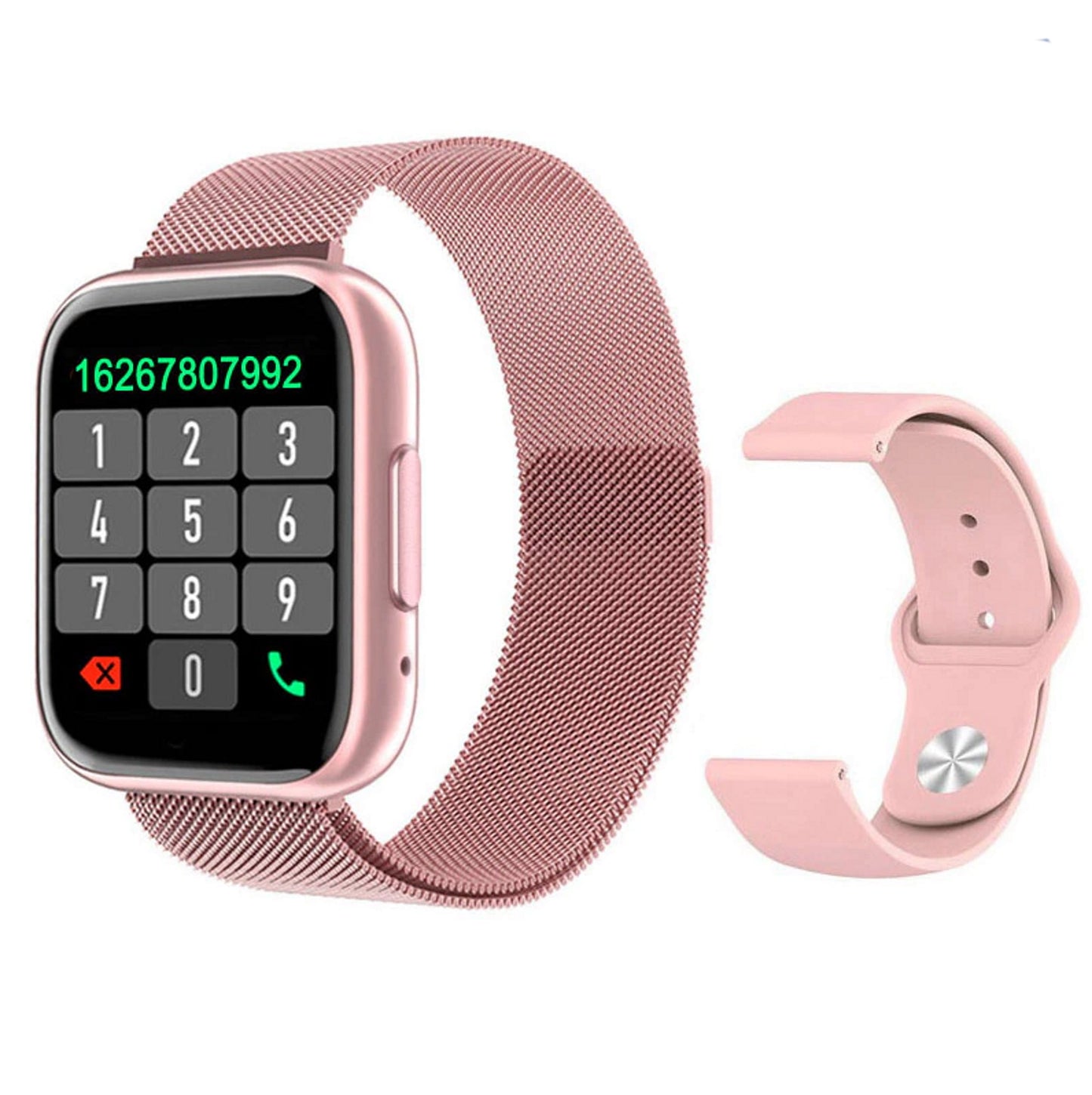 Ceas SmartWatch T99 NewGeneration idealStore, Pink, 2 Bratari, Display 1.55 inch HD, Cadran Personalizat, Waterproof, Bluetooth Call Smart, Sedentary Reminder, Smart Momento, Monitorizare Stare de Sanatate, Oximetru, Pedometru
