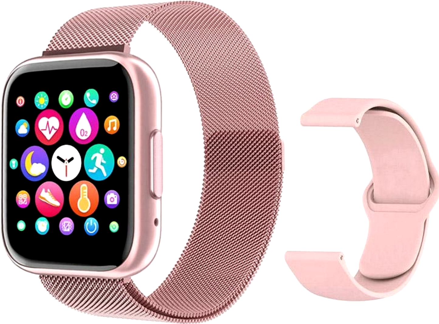 Ceas SmartWatch T99 NewGeneration idealStore, Pink, 2 Bratari, Display 1.55 inch HD, Cadran Personalizat, Waterproof, Bluetooth Call Smart, Sedentary Reminder, Smart Momento, Monitorizare Stare de Sanatate, Oximetru, Pedometru