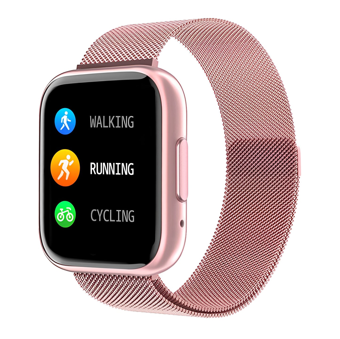 Ceas Smartwatch TimeS Collection IdealStore, Ecran Tactil 1.55 inch, Preluare Apeluri Bluetooth, Notificari Mesaje si Retele Sociale, Monitorizare Somn, Tensiune arteriala, Multi-Sport, Android-IOS, Pink Edition, Include 2 bratari
