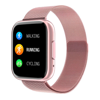 Ceas Smartwatch TimeS Collection IdealStore, Ecran Tactil 1.55 inch, Preluare Apeluri Bluetooth, Notificari Mesaje si Retele Sociale, Monitorizare Somn, Tensiune arteriala, Multi-Sport, Android-IOS, Pink Edition, Include 2 bratari