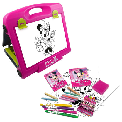 Tablita pentru desenat 2 in 1 IDL, Princess Minnie, 30 Piese, Dezvolta dexteritatea manuala a copilului, imaginatia si creativitatea, Dotata cu 2 suprafete diferite si echipata cu accesorii simbolice